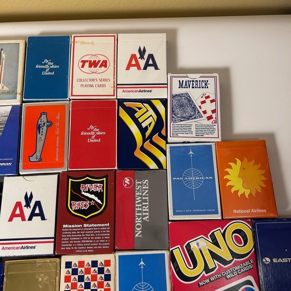 Vintage Airline Playing Card Decks Lot of 21 Mixed 1 Uno Deck - Picture 3 of 4